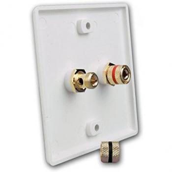Placa de Conexión de Pared para Altavoces Dynavox, 2 Puertos Banana, Plástico Blanco