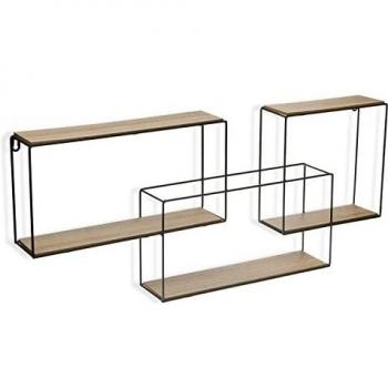 Versa Mumbai Estantería de Pared para Colgar Decorativa de Estilo Industrial, con 6 estantes, Medidas