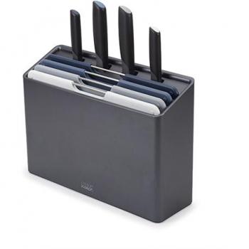 Juego de 8 Piezas de Cuchillos y Tablas de Cortar Folio™ Plus, Antideslizante, Apta para Lavavajillas, Diseño Elegante en Gris