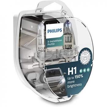 Bombilla halógena PHILIPS H1 X-tremeVision Pro150 12V/55W, +150%, paquete doble