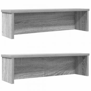 Stackable Kitchen Racks - 2 pcs Grey Sonoma Engineered Wood - Space-Saving Organizer Shelves 50x15x16 cm