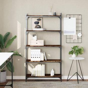 vidaXL 5-Tier Bookcase in Smoked Oak, Dimensions: 80x30x154 cm, Material: Engineered Wood