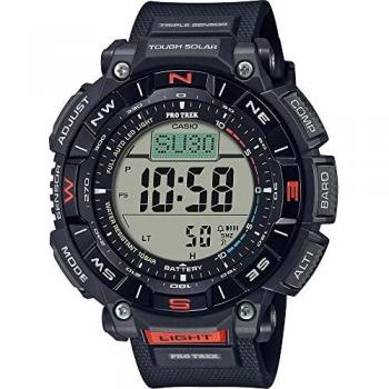 Casio Pro Trek PRG-340-1ER Men's Black Watch - One Size, Features: Solar-powered, Triple Sensor (altimeter/barometer/compass), Water-resistant up to 100 meters, Digital display with analog hands, Tough Solar