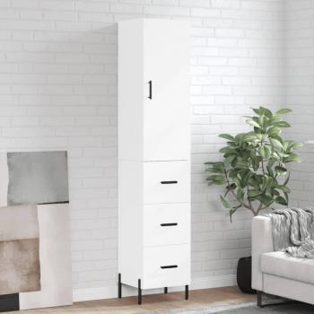 Aparador alto de madera contrachapada blanco 34,5x34x180 cm