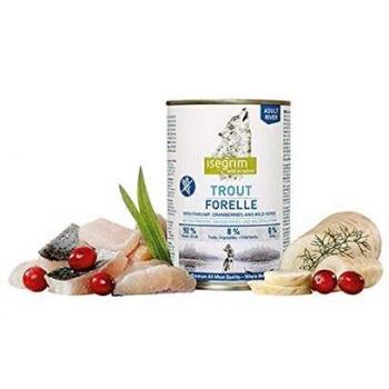 ISEGRIM Lata Perro Adulto Trucha + Chirivia, Arándanos y Hierbas Silvestres, 400 g, Perro