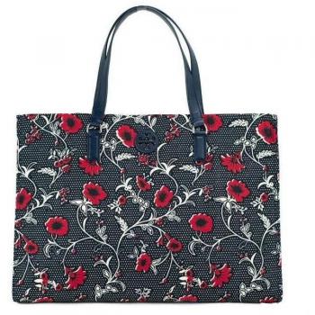 Tory Burch Medium Nylon Retro Batik Print Shoulder Tote Handbag, Tote Bag, Multicolor female, Size: ONE SIZE