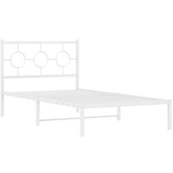 White Metal Bed Frame with Headboard 100x200 cm