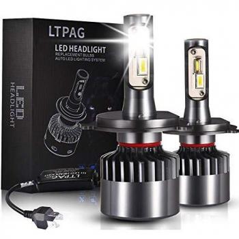 Bombilla H4 LED Coche, LTPAG 2pcs 72W Lampara H4 LED 12V/36V Luces LED Coche H4, 2019 Novísimo 12000LM Faros Reemplazo de Halógena y Kit Xenón H4, Blanco 6000K, Garantía de 2 años