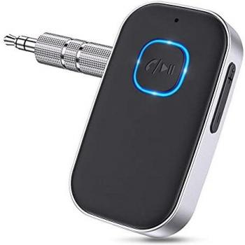 Babacom Receptor Bluetooth Audio, Bluetooth 5.0 Adaptador Bluetooth Coche con Cable de 3.5 mm, 16 Horas de Uso Cancelación de Ruido Dual Link para Llamadas Manos Libres / Audio Doméstico