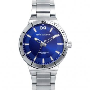 Mark Maddox - Reloj de hombre Mission HM0146-37 con caja y brazalete de acero plateado
