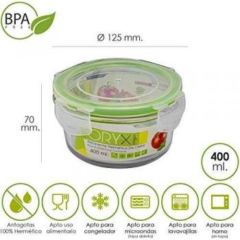 Recipiente Hermetico Cristal Redondo 400 ml. Ø 125 x 7