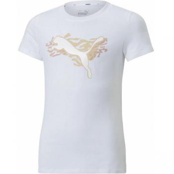 Camiseta de Manga Corta Infantil Puma Alpha Blanca para Niña