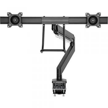 Soporte Doble para Monitor ICY BOX con Fijación de Pinza y 3 Articulaciones Flexibles de Acero Negro hasta 32 (81cm)