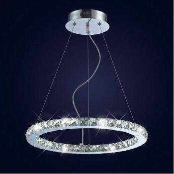 Lámpara colgante Galaxy redonda pequeña 27W LED 6000K cromo pulido / cristal