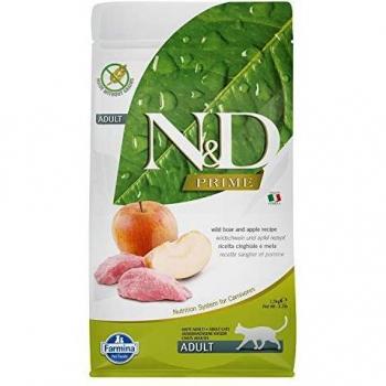 Farmina – N & D Libre de Granos, con Carne de jabalí y Manzana, de 1.5 kg, para Gatos