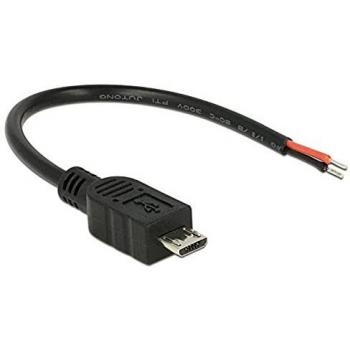 Delock 82697 - Cable USB 2.0 Micro B macho a 2 extremos de cable abiertos, color negro, 10 cm