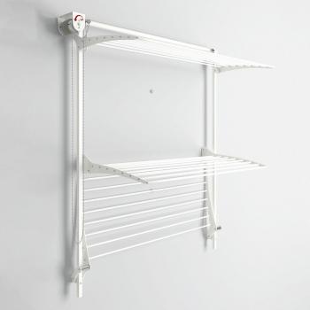 Foxydry - Tendedero de pared ajustable Tower Blanco 88x52x137 cm con tres rejillas grises