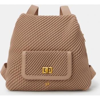Mochila mediana Tintoretto en nude con asa de cadena