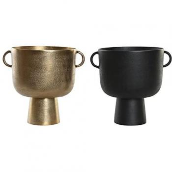 Jarrón DKD Home Decor 36 x 29 x 33 cm Negro Dorado Aluminio Moderno (2 Unidades)