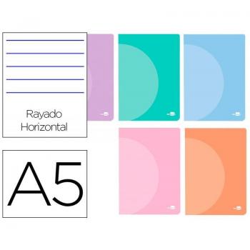 Libreta Liderpapel 360 A5 con tapa de plástico, 48 hojas, colores pastel