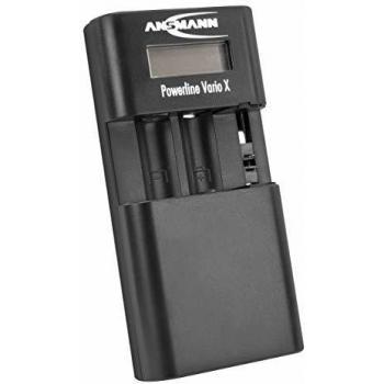 Ansmann Powerline Vario X Cargador de Batería USB con múltiples puertos de carga, compatible con diversas baterías recargables, diseño compacto y ligero, indicador LED de estado de carga, protección contra sobrecarga y