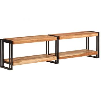 Mueble de TV madera maciza de acacia 160x30x40 cm Negro