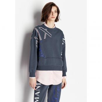 Armani Exchange Women's Box Cut Gray Sweatshirt, Size M