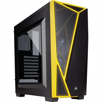 Corsair Carbide Spec-04 - Caja de Ordenador Gaming Mid-Tower ATX, Color Negro y Amarillo con Ventana