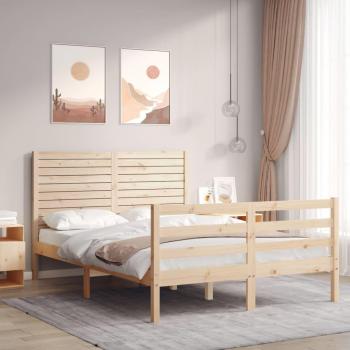 Estructura de cama de madera maciza con cabecero 140x200 cm