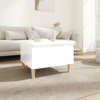 Mesa auxiliar de madera contrachapada 50x46x35 cm en blanco brillante y negro para salón, consola de entrada, mueble recibidor
