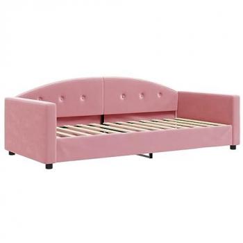 Sofá cama terciopelo rosa 90x200 cm, sofá cama sin colchón, cama de invitados, sofá cómodo para dormir