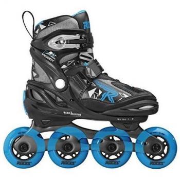 Patines en Línea Roces Moody Tif Negro-Azul, con estructura de aluminio, ruedas de 80 mm, rodamientos ABEC 5, sistema de cierre con hebilla y cordones, diseño ligero y cómodo para principiantes y