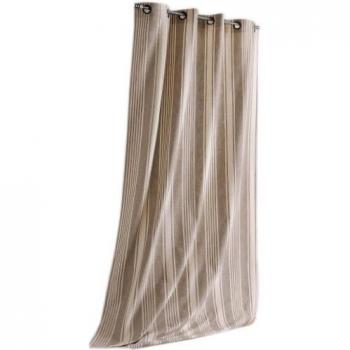 Cortina Baya Rayas Verticales Beige 145x265 cm - 60% Poliéster, 40% Algodón, Con Ojetes