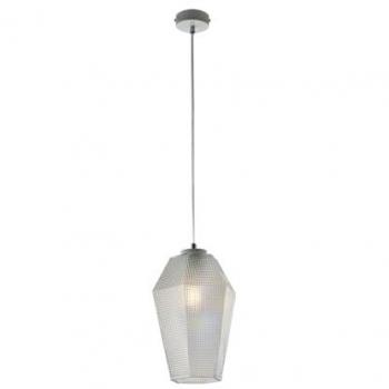 Lámpara de suspensión 1 luz Prisma en hierro lacado blanco y vidrio transparente