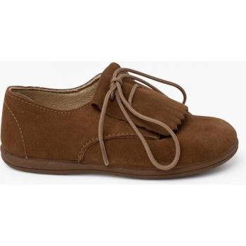 Zapatos de cordones de niños de serraje con lengüeta de flecos