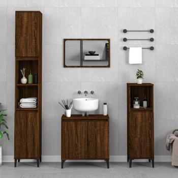 Conjunto de muebles de baño 3 piezas marrón madera roble multicapa