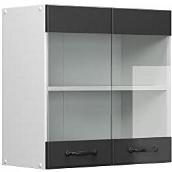 Armario de cocina colgante Vicco R-Line con vidrio, Antracita, 60 cm