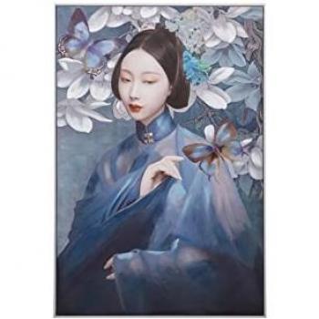 Cuadro Geisha Pintado a Mano Marco 80x4x120 Cm - Decoración de Pared