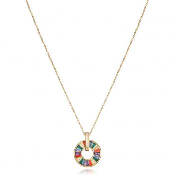 Collar Elegant de plata con baño de oro y circonitas de colores VICREOY - 15115C000-39