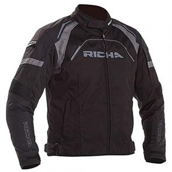 Richa Chaqueta de Moto Falcon 2 Negra - Chaqueta textil impermeable para motocicleta, color negro gris, talla XL
