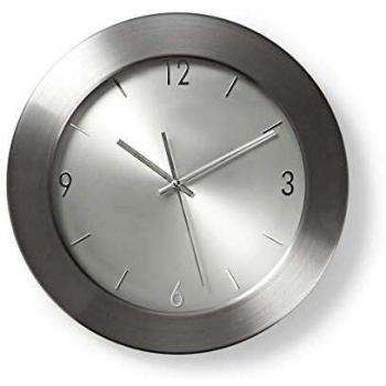 NEDIS CLWA011MT35AL Reloj de Pared Circular | 35 cm de diámetro | Acero Inoxidable