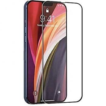 muvit for change Protector Pantalla iPhone 13/13 Pro Vidrio Templado Plano Marco Negro Antibacteriano