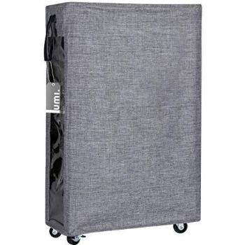 UMI Cesto de Ropa Rodante Grande con Ruedas Cesto de Ropa Delgado con Ventana Transparente Cesto de Ropa Sucia Alta Cesto de Almacenamiento de Ropa Delgada Gris
