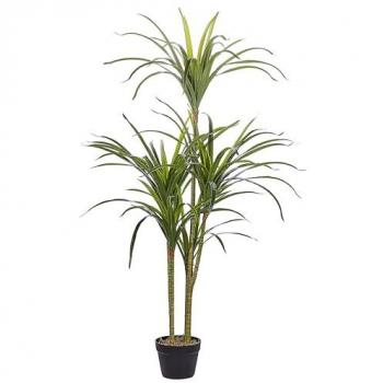 Planta Artificial Dracaena Anita 147 cm en Maceta de Material Sintético Verde y Negro para Decoración de Interior