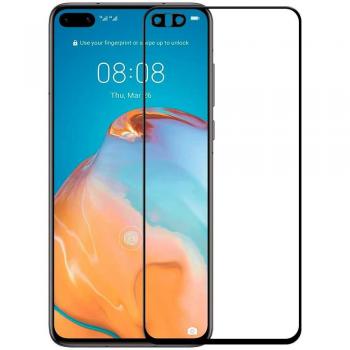 Protector de Pantalla para Huawei P40 Cristal Templado 9H 9D Vidrio Antiarañazos y Golpes con Marco Borde Negro