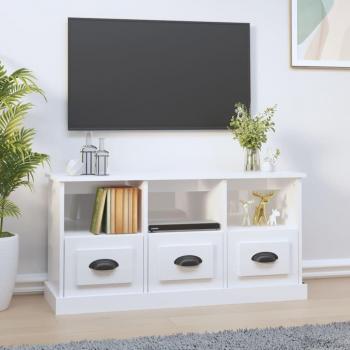 Mueble de TV madera contrachapada 100x35x50 cm blanco brillo vidaXL