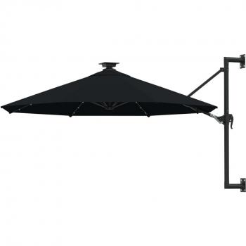 Paraguas de jardín de pared con LED 300 cm negro