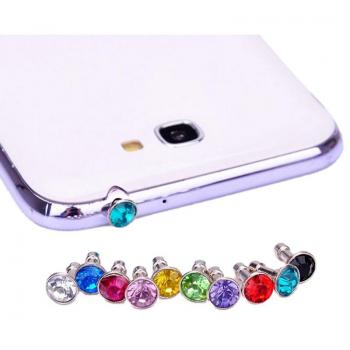 Auriculares de cristal antipolvo con tapones de diamantes de imitación, 3,5mm, 10 unidades