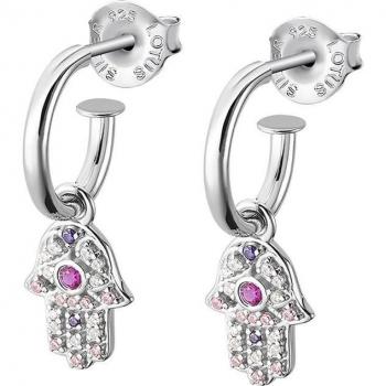 Pendientes Lotus Silver LP1989-4/3 Mano de Fátima Plata de Ley con Circonitas para Mujer