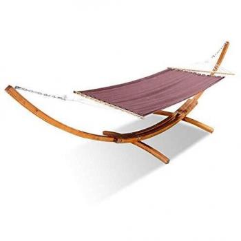 Hamaca de madera con soporte de 3,15 m para 1 persona en color chocolate